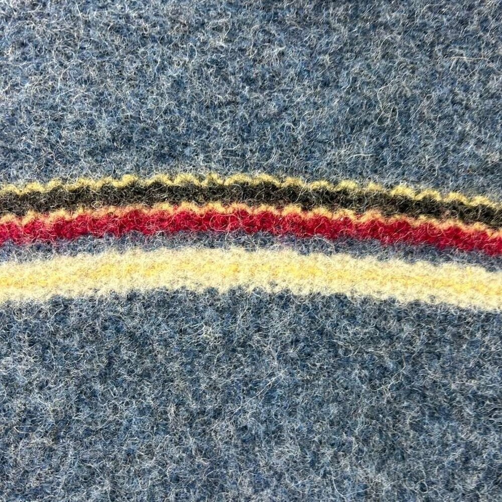 Vintage Columbia Women's M 100% Shetland Wool Crew Neck Blue Sweater Striped - Picture 9 of 9